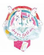 3D verjaardagskaart - pop ups - happy birthday - regenboog eenhoorns