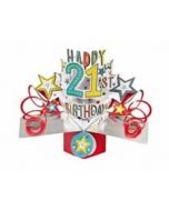 21 jaar - 3D kaart - pop ups - happy 21st birthday