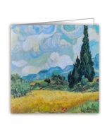 vierkante wenskaart quire - Van Gogh, Wheat Field with Cypresses