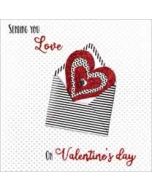 luxe handgemaakte valentijnskaart - sending you all my love on valentines day