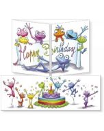 uitklapbare verjaardagskaart cache-cache - happy birthday - kikkers