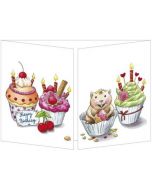uitklapbare verjaardagskaart cache-cache - happy birthday - muffins