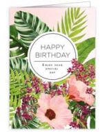 verjaardagskaart quire - happy birthday  enjoy your special day - bloemen roze