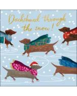 luxe kerstkaart woodmansterne - dachshund through the snow! - teckel | muller wenskaarten