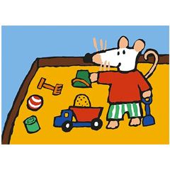 ansichtkaart muis - zandbak