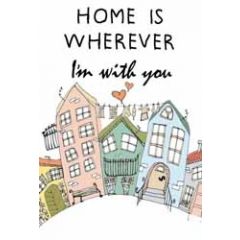 wenskaart mouse & pen - home is wherever i am with you