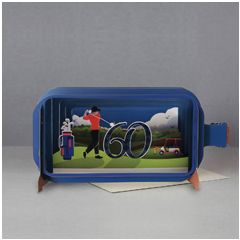 60 jaar - 3D pop up wenskaart - message in a bottle - golf | Muller wenskaarten