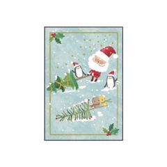 6 kleine kerstkaarten busquets - kerstman met pinguins en kerstboom | Muller wenskaarten