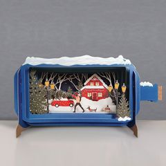 3D pop up kerstkaart - message in a bottle - huis, auto, teckel | muller wenskaarten