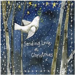 kerstkaart alex clark - sending love at christmas - duif