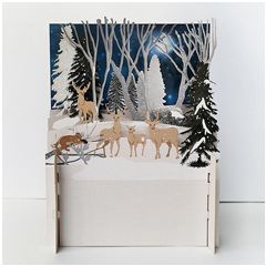 3d pop-up kerstkaart miniature greetings - herten