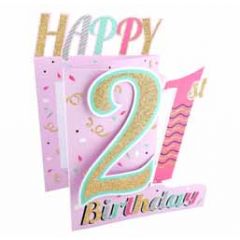 21 jaar - 3d verjaardagskaart cutting edge - happy 21st birthday
