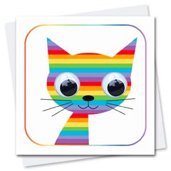 wenskaart stripey cats - regenboog kat | muller wenskaarten
