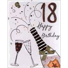 18 jaar - grote verjaardagskaart A4 - happy birthday - champagne