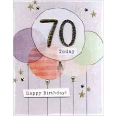 70 jaar - grote verjaardagskaart A4 - happy birthday - ballonnen