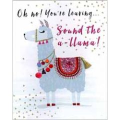 grote wenskaart A4 - oh no! you re leaving sound the a-llama!