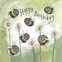 verjaardagskaart alex clark - happy birthday - bijen en bloemen