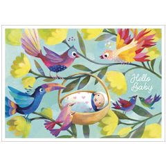 ansichtkaart van aurélie blanz - hello baby - vogels | mullerwenskaarten 