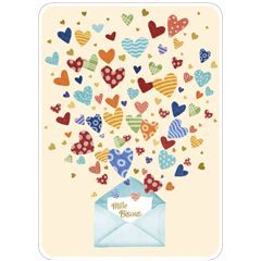 ansichtkaart van rosi hilyer -  mille bisous - een duizend kussen - hartjes | mullerwenskaarten 