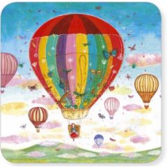vierkante ansichtkaart met envelop - luchtballon