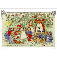 ansichtkaart Elsa Beskow - kinderen, fruit en vlinder