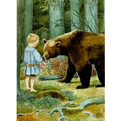 ansichtkaart Elsa Beskow - jongen en beer