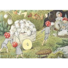 ansichtkaart Elsa Beskow - paddenstoel kinderen