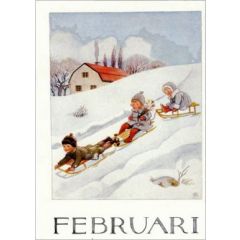 ansichtkaart Elsa Beskow maanden - februari
