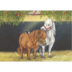 ansichtkaart - pony's en kerstballen | mullerwenskaarten