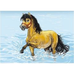 ansichtkaart - paard in water