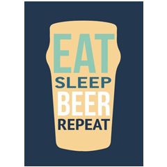 luxe wenskaart - eat sleep beer repeat | muller wenskaarten
