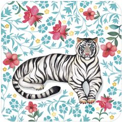vierkante ansichtkaart met envelop - tijger