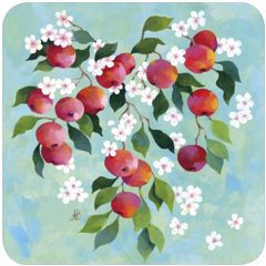 vierkante ansichtkaart met envelop - appeltjes en bloesem | muller wenskaarten