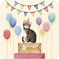 vierkante ansichtkaart met envelop - happy birthday - kat | muller wenskaarten