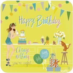vierkante ansichtkaart met envelop - happy birthday you 're perfect | muller wenskaarten