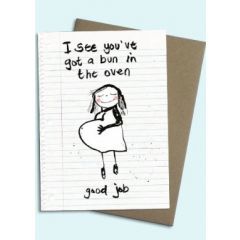 zwangerschapskaart blots - I see you've got a bun in the oven | muller wenskaarten