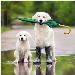 wenskaart rapture - honden in de regen
