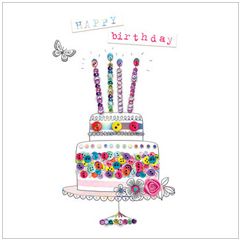 verjaardagskaart - happy birthday - taart met knopen