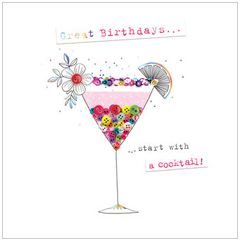 wenskaart - happy birthday - great birthdays start with a cocktail!