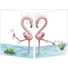 uitklapbare wenskaart cache-cache - verliefde flamingo's
