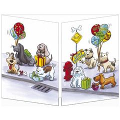 uitklapbare verjaardagskaart cache-cache - happy birthday - honden