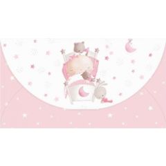 cadeau-envelop geboorte- busquets - baby in wieg - roze