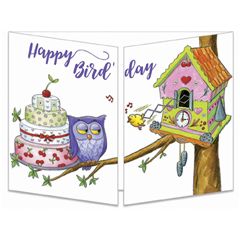 uitklapbare wenskaart cache-cache - happy birthday - vogelhuisje