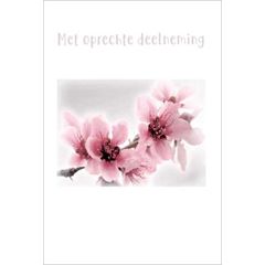 condoleancekaart - met oprechte deelneming - roze bloemen | muller wenskaarten