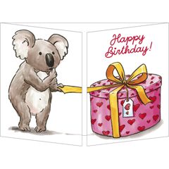 uitklapbare wenskaart cache-cache - happy birthday - koala | muller wenskaarten