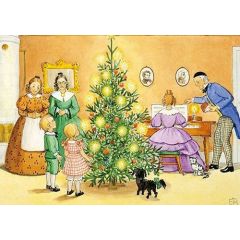 ansichtkaart - Elsa Beskow - Peter en Lotta vieren kerst | mullerwenskaarten