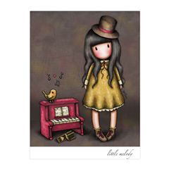 santoro gorjuss collection - meisje met hoed en piano | mullerwenskaarten