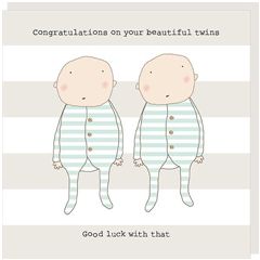tweeling geboortekaartje rosiemadeathing - congratulations on your beautiful twins | muller wenskaarten