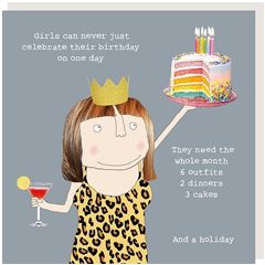 verjaardagskaart rosiemadeathing - girls can never celebrate their birthday on one day | muller wenskaarten