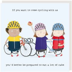 wenskaart rosiemadeathing - cycling eat a lot of cake